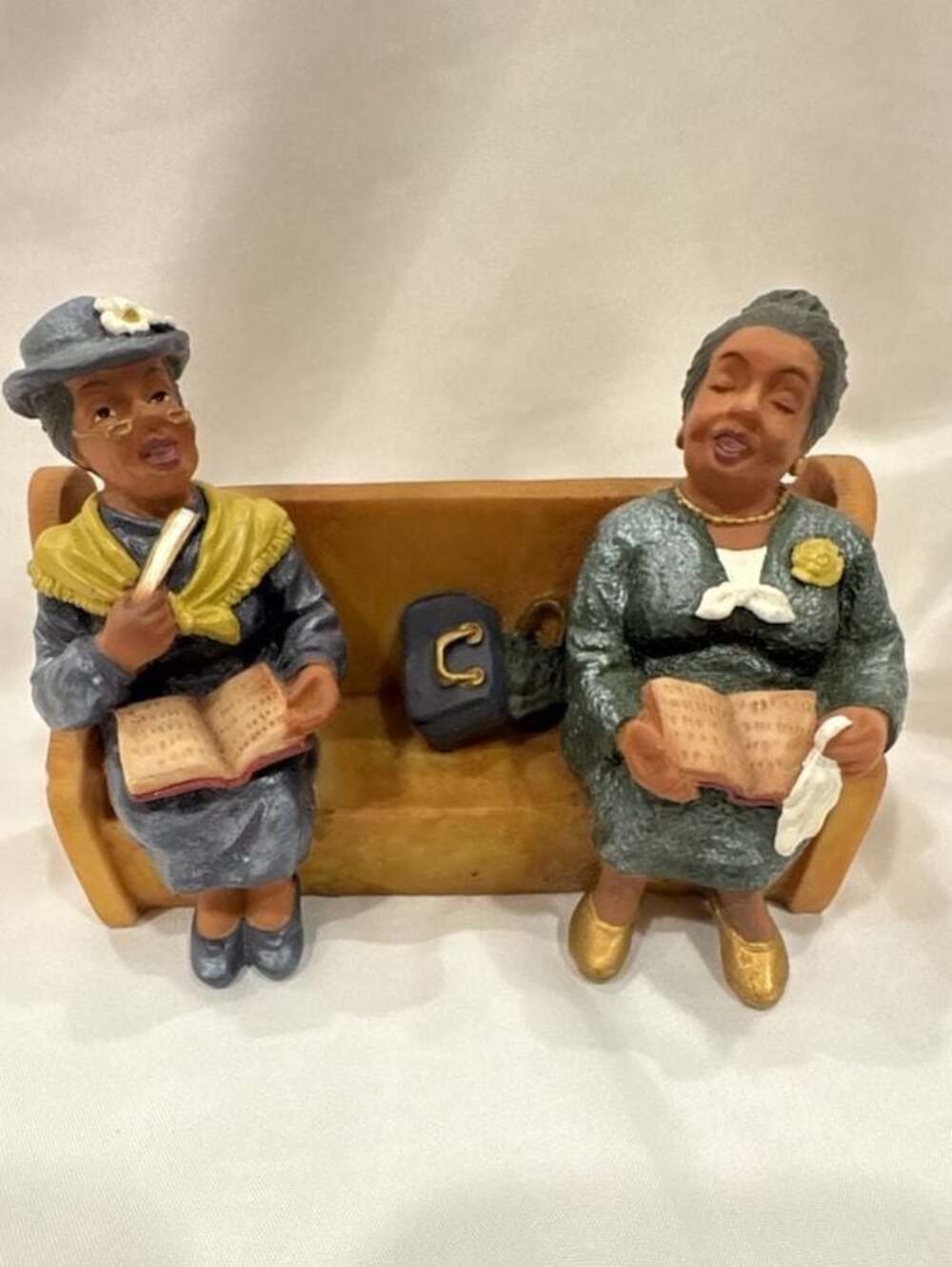 UTI Ebony Treasures African American Church Ladies Figurine on Bench